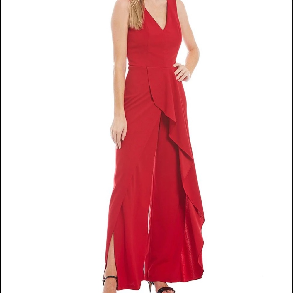 NWT RED MARINA Ruffled Sleeveless Jumpsuit  Size 14